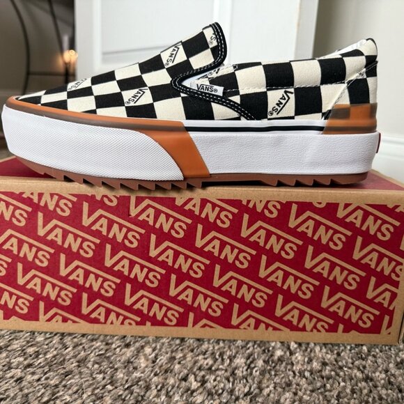 VANS Stacked Checkerboard Slip On Canvas Shoes - Picture 5 of 5